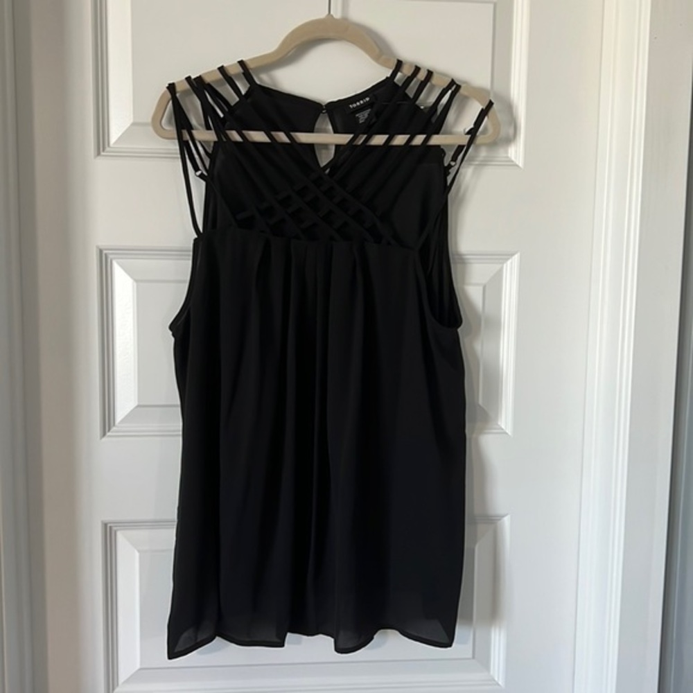 Torrid size 1 sleeveless strap or neck georgette chiffon tank black